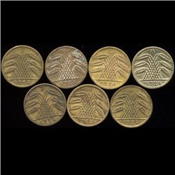 1924A/D/J Germany 5pf XF/VF 7Pcs (COI-9832)