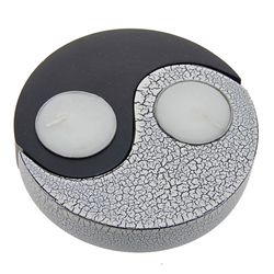 Hand Crafted Yin-Yang Black & White Candle Holder (DEC-257)