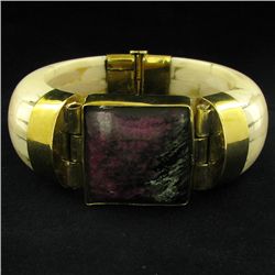 775ct Bone & Ruby Zosite Bangle Bracelet (JEW-3858)