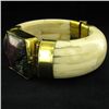 Image 2 : 775ct Bone & Ruby Zosite Bangle Bracelet (JEW-3858)