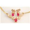 Exquisite 1.5ct Ruby & Diamond Necklace Earrings Set