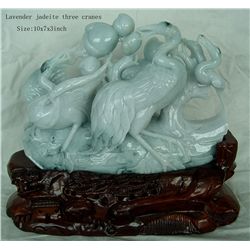 Semi Precious Lavender Jadeite Three Cranes