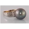 Image 1 : Tahitian Cultured Pearl & Diamond Set Ring 8.17 grams