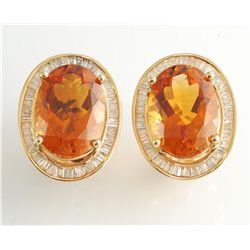 11.528ct Citrine and Diamond Earrings