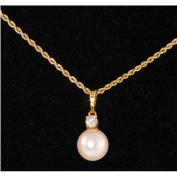 Gold, Diamond & Pearl Necklace