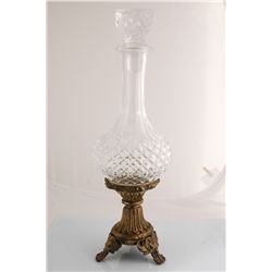 Crystal Decanter on Bronze Pedestal 14.5" Tall