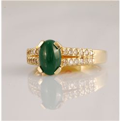 Jade  (1.28ct) & Diamond (0.33ct) Ring