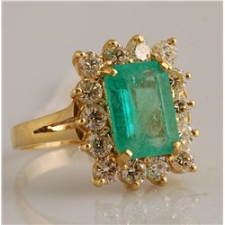 4.56ct - Emerald and Diamond Ring