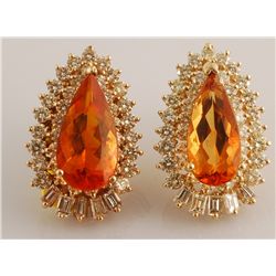 13.41ct Citrine and Diamond Earrings