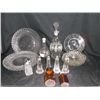 Image 1 : 19 Misc. Glassware Plates, Salt and Pepper, Medicine Bottles, Decanters, Ect.