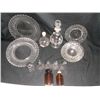 Image 2 : 19 Misc. Glassware Plates, Salt and Pepper, Medicine Bottles, Decanters, Ect.