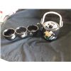 Image 2 : Oriental Porcelain Tea Pot Set 3 cups & teapot