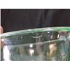 Green Vaseline Glass Mixing Bowl 9" Round 5 1/2" Tall Small Chip in Top Rim