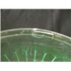 Image 2 : Green Vaseline Glass Mixing Bowl 9" Round 5 1/2" Tall Small Chip in Top Rim