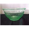 Image 3 : Green Vaseline Glass Mixing Bowl 9" Round 5 1/2" Tall Small Chip in Top Rim