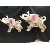 Image 1 : Pair of Orential Elephants Enamel Painted One Large12" x 10" One Small 9.5 x 8.5Made in China