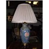 Image 2 : Blue Oriental lamp w/ gold trim has shade approx 32" tall