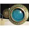 Image 2 : Champleve Jar with Foo Dogs Lid approx. 1950'S measures with lid 61/2" wide H 71/2" with lid -colors