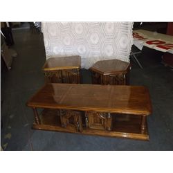 2 End tables and a Coffee table approx 1970'S one end table is square the other is octagon all from 