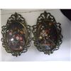 Image 2 : 2-Convex Flower Pictures Metal Ornate Frames  marked made in Italy 7" x 10"