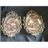 Image 3 : 2-Convex Flower Pictures Metal Ornate Frames  marked made in Italy 7" x 10"