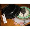 Image 1 : Chinese Display Stands, server, and plates 2 carved wooden Chinese display stands one is 12" the oth