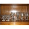 Crystal stem glasses with etched flowers 16 pieces total, 7 Red Wine lasses 9 cordial glasse