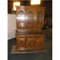 Ethan Allen 2 piece China Hutch 4 drawers and 6 doors one drawer has a built in silverware holder ap