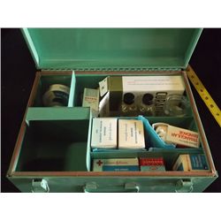 Vintage First Aid Kit Green with 1st Aid Items