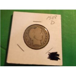 1908D Barber or Liberty Head Quarter