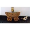 Image 2 : 2 Vintage Table lamps Cholla cactus wagon table lamp Approx 7" tall x 8" long  and a wooden branch t