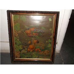 Antique Framed Lithograph Fruit Print in very nice ornate frame