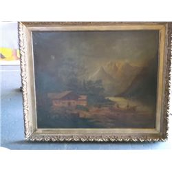 Oil on Canvas Very old oil painting has had some repair