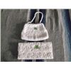 Image 1 : 2 Vintage White Beaded Purses One has white pearl beads with a beaded handle approx 8" x 6" the othe