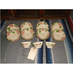 Franciscan Desert Rose Cups & Bowls There are 3 cups approx 4" round & there are 8 bowls approx 6" r