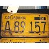 Image 4 : 2 1956 California Yellow License Plates Both have yellow Back Ground with Black Letters and Numbers