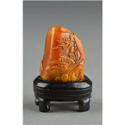 Chinese Carved Shoushan Stone Pebble Boulder