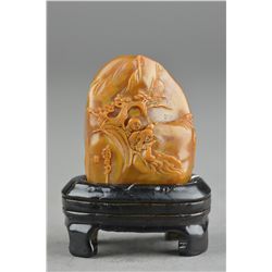 Chinese Carved Shoushan Stone Pebble Boulder