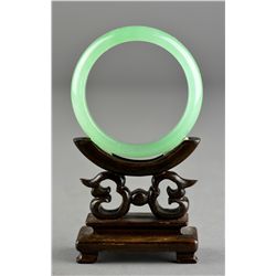 Chinese Carved Light Green Jade Bangle