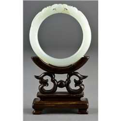 19th C. White Hetian Jade Bangle 1975 Certificate