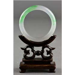 Set of Two Chinese Carved Apple Green Jade Bangles