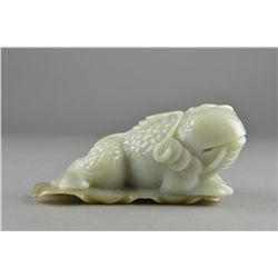 Chinese Carved White Jade Figure of Liu Hai & Toad