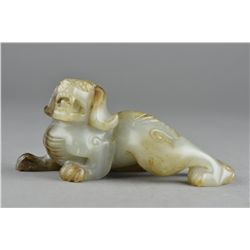 19th C. Chinese Carved Jade Figure of Lion