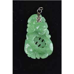 Chinese Carved Jadeite Bronze Buddha Pendant