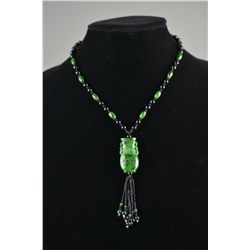 Chinese Carved Spinach Green Jade Pendant