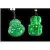 Image 1 : Set of Two Chinese Carved Green Jade Pendants