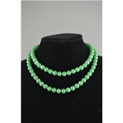 Chinese Carved Green Jade Necklace
