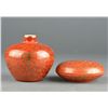 Image 1 : Chinese Sgraffito Red Cosmetic Box & Water Pot