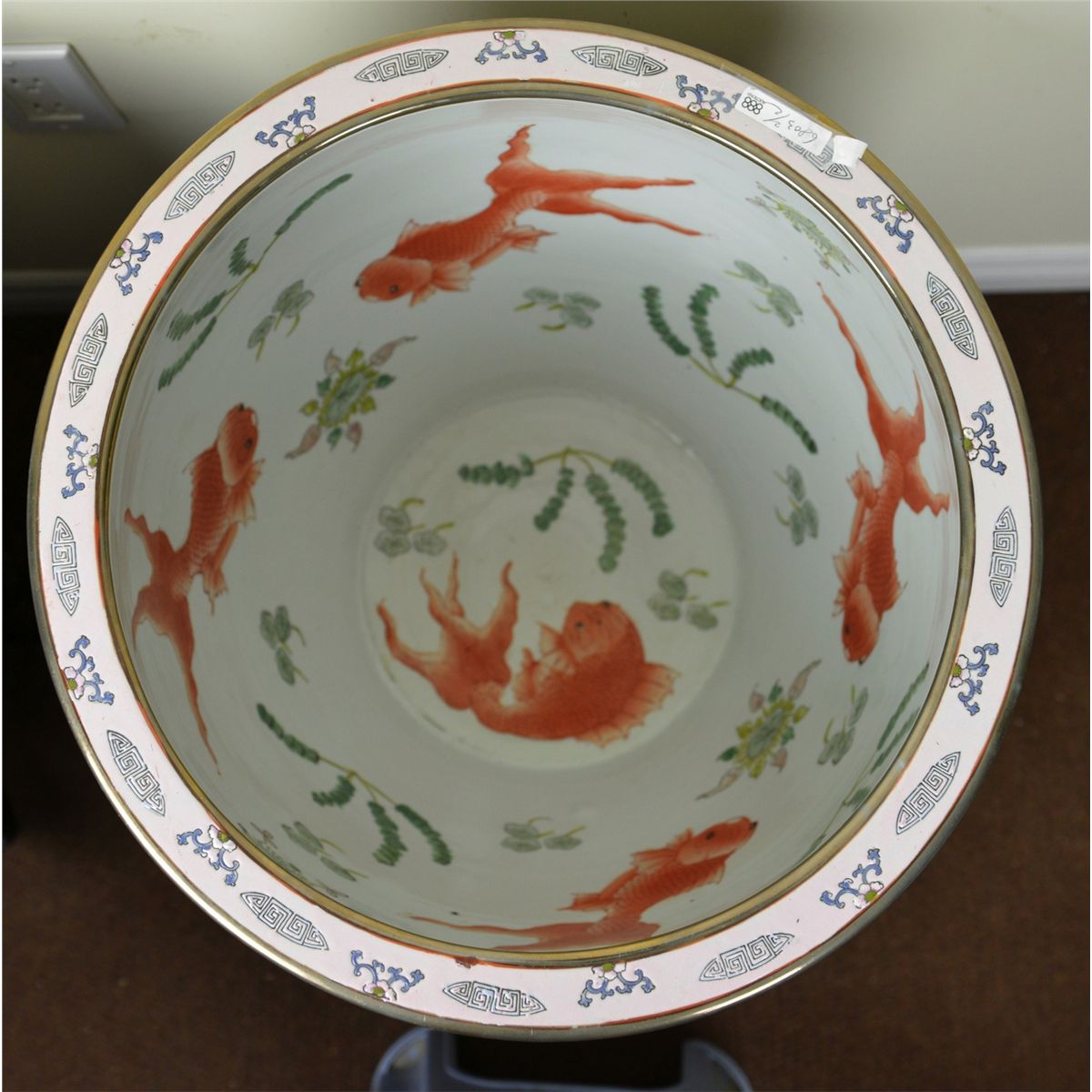 Large Pair Chinese Porcelain Fish Bowls Qianlong
