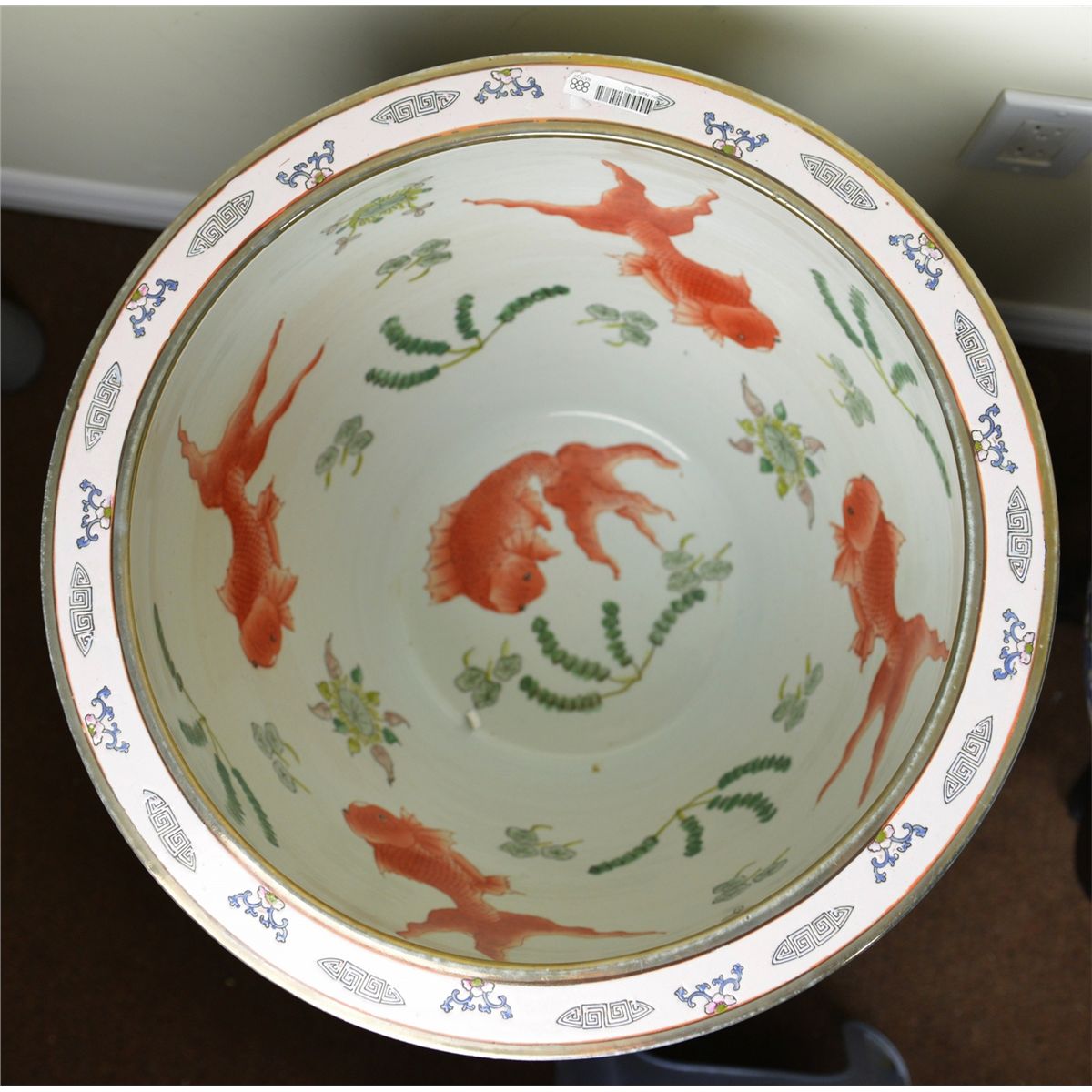 Large Pair Chinese Porcelain Fish Bowls Qianlong